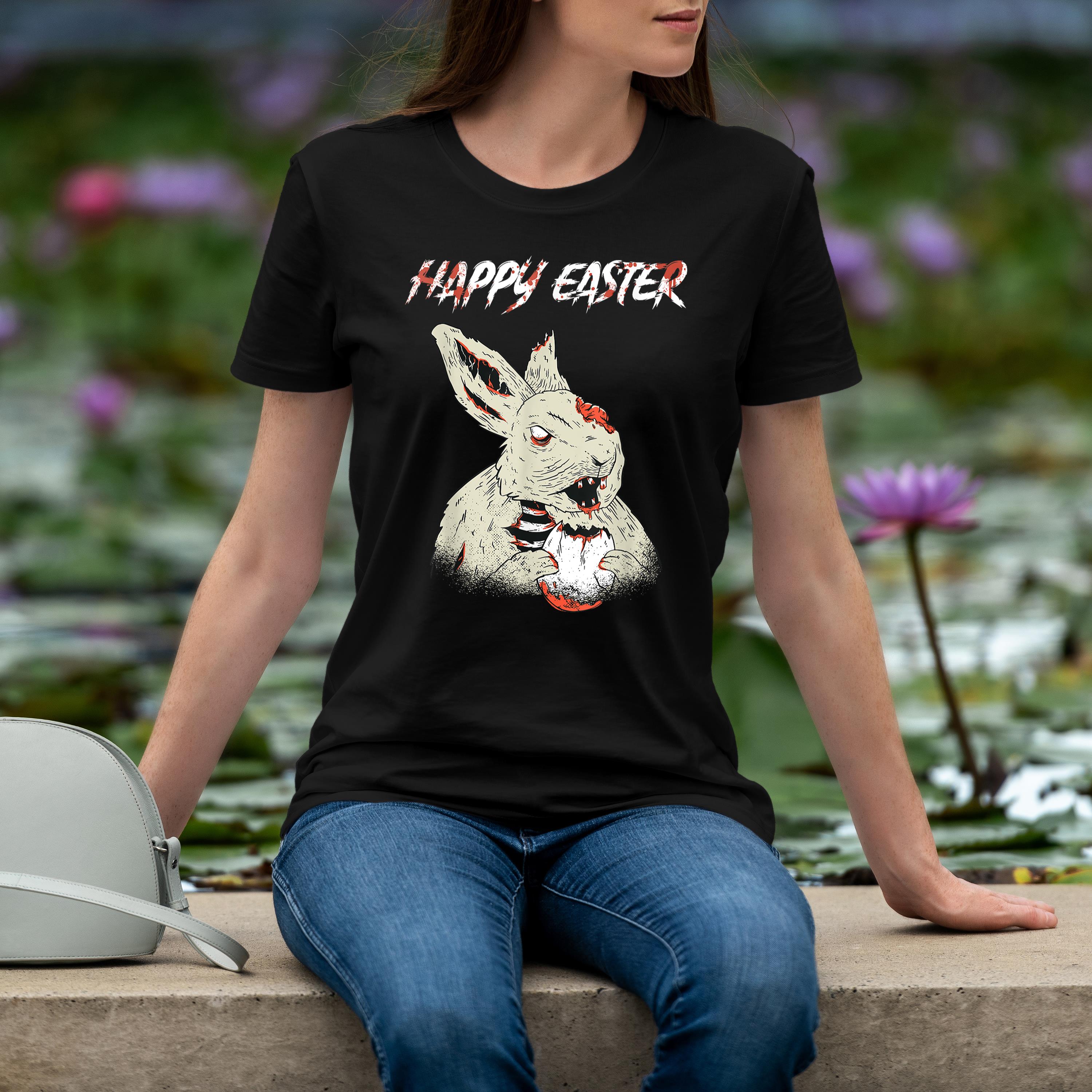 Horror Movie Lover Easter Bunny Bloody Gore Zombie Egg Shirt 